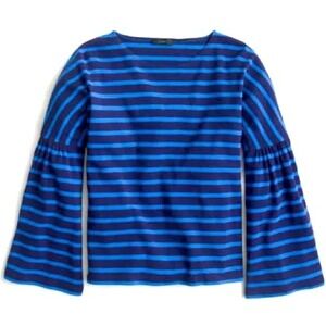 J. Crew Women's‎ Black Blue Stripe Bell Sleeve Stripe Top - Size XXS